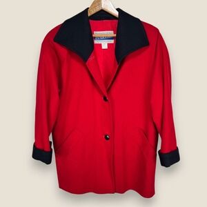 Pendleton 100% Virgin Wool Blazer Top Coat Women Size 6 Red Black USA Made